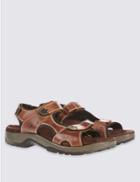 Marks & Spencer Leather Twin Strap Riptape Sandals Brown