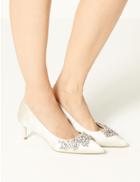 Marks & Spencer Satin Kitten Heel Trim Court Shoes Ivory