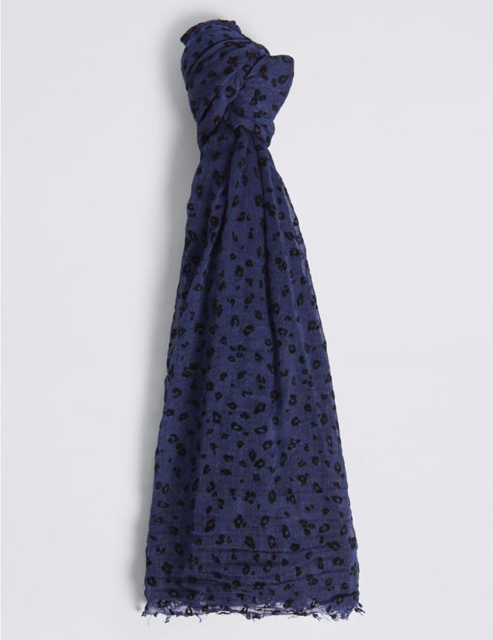 Marks & Spencer Printed Scarf Navy Mix