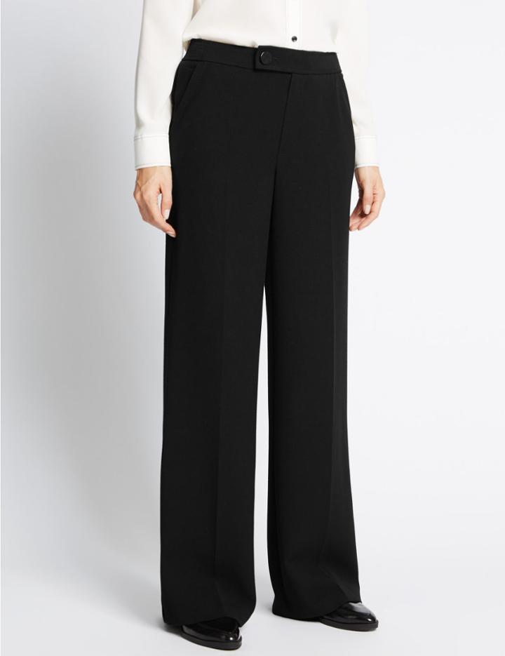Marks & Spencer Stitched Wide Leg Trousers Black