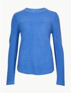 Marks & Spencer Cashmilon&trade; Textured Round Neck Jumper Cornflower