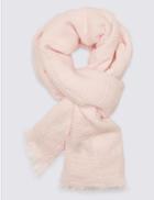 Marks & Spencer Chenille Striped Scarf Pale Pink