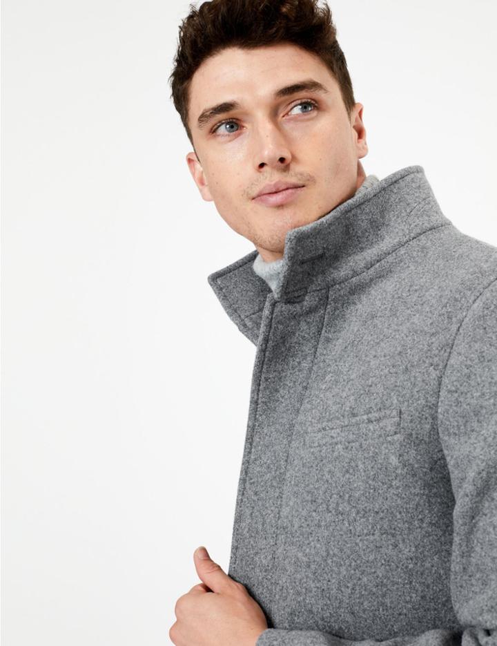 Marks & Spencer Tailored Fit Funnel Neck Overcoat