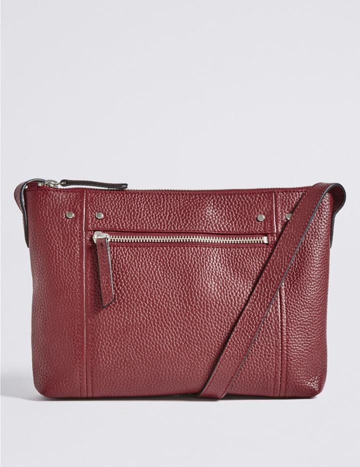 Marks & Spencer Leather Across Body Bag Raspberry