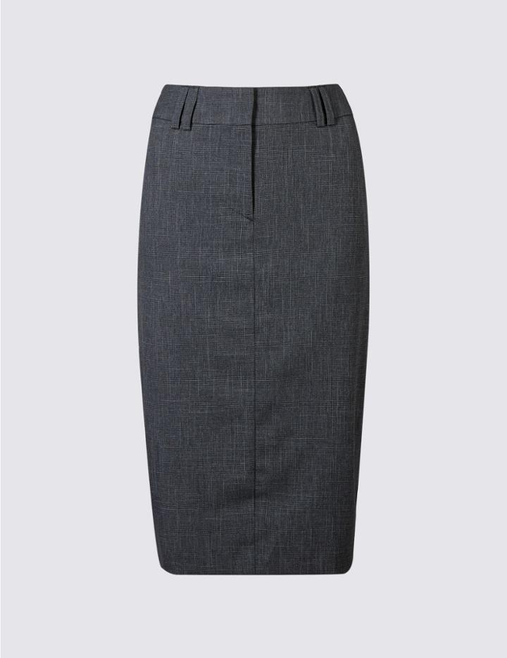 Marks & Spencer Textured Pencil Skirt Grey Mix