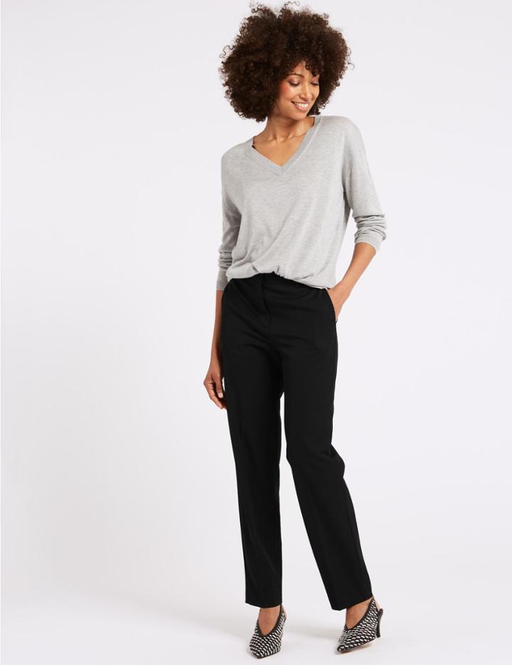 Marks & Spencer Relaxed Straight Leg Trousers Black