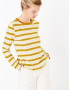 Marks & Spencer Pure Cotton Straight Fit Long Sleeve Top Antique Brass
