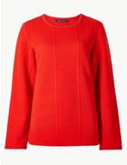 Marks & Spencer Textured Round Neck Long Sleeve Sweatshirt Red