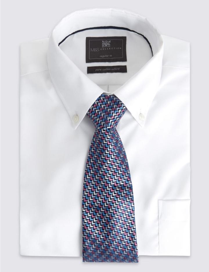 Marks & Spencer Pure Silk Zigzag Print Tie Multi