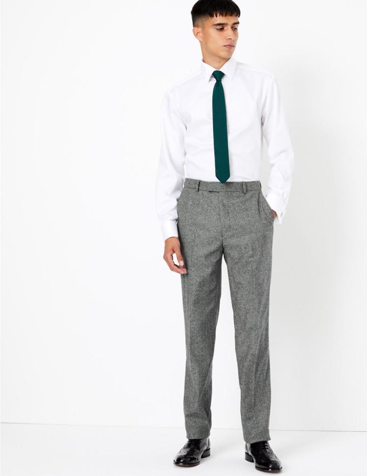 Marks & Spencer Tailored Fit Italian Wool Blend Trousers Grey