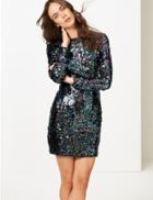 Marks & Spencer Sparkly Long Sleeve Bodycon Dress Multi