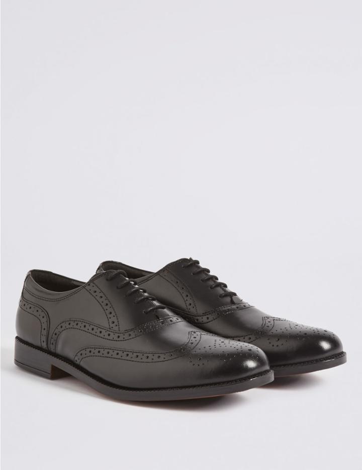 Marks & Spencer Extra Wide Fit Leather Brogue Shoes Black