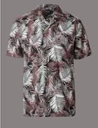 Marks & Spencer Pure Cotton Slim Fit Printed Shirt Mole