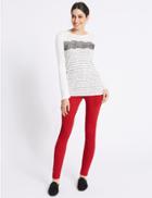 Marks & Spencer Hem Detail Roma Rise Jeans Red