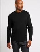 Marks & Spencer Pure Cotton Long Sleeve T-shirt Black