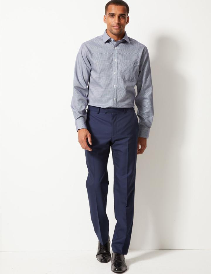 Marks & Spencer Pure Cotton Regular Fit Non-iron Shirt Navy Mix