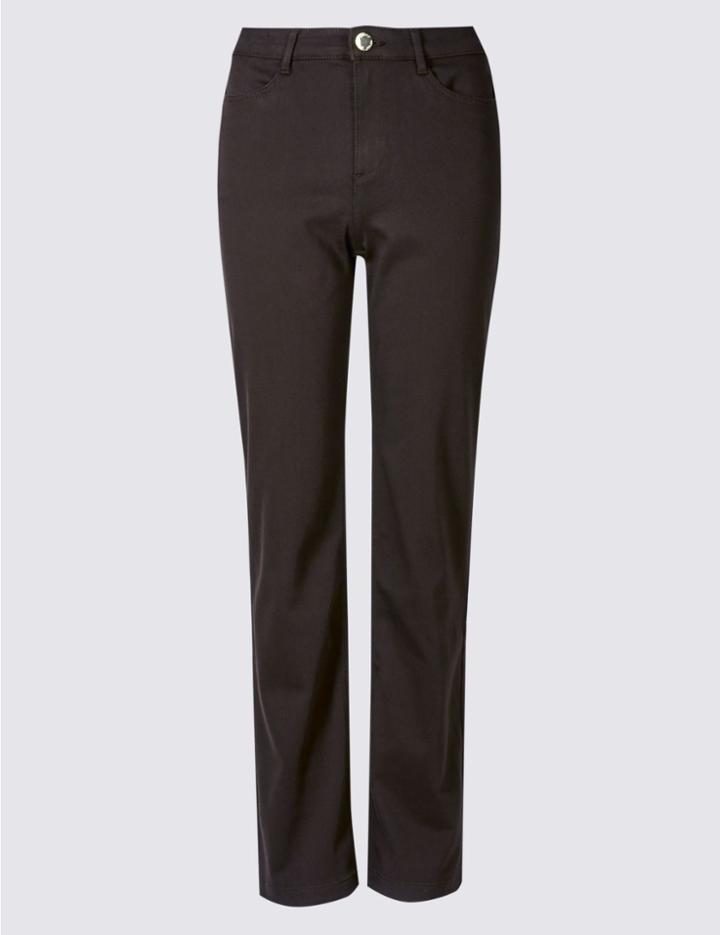 Marks & Spencer Sateen Roma Rise Straight Leg Jeans Chocolate