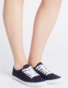 Marks & Spencer Lace Up Canvas Trainers With Insolia Flex&reg; Navy
