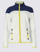 Marks & Spencer Colour Block Fleece Jacket Ivory Mix