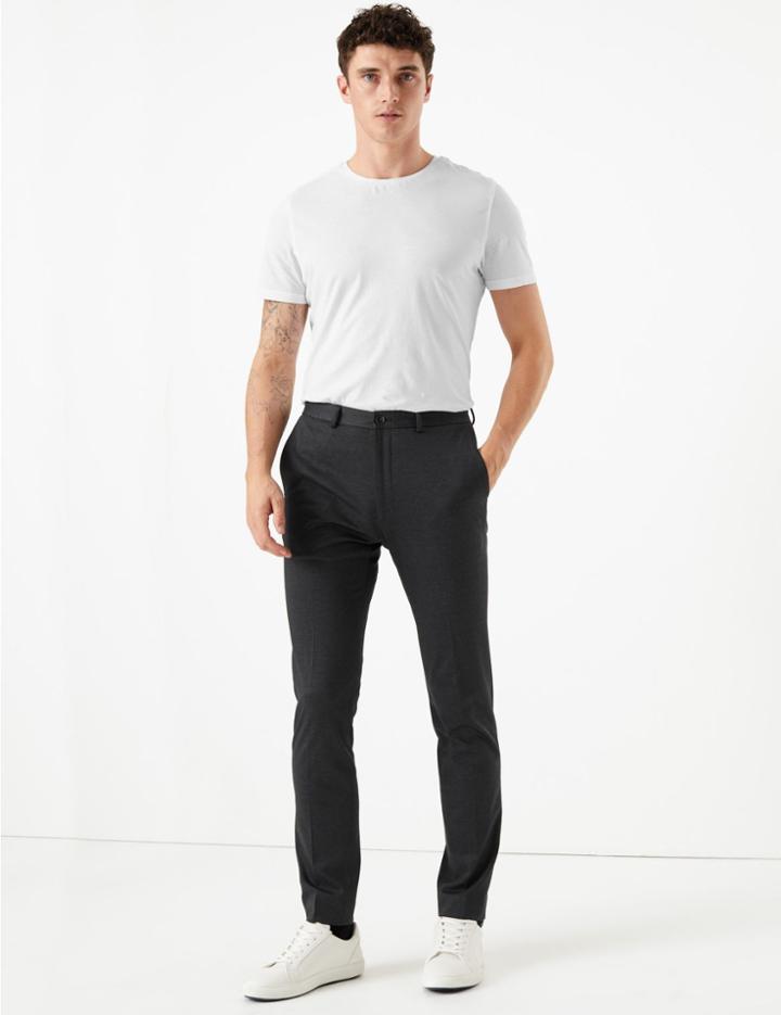 Marks & Spencer Skinny Fit Textured Trousers Charcoal