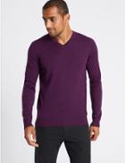 Marks & Spencer Pure Cotton Textured Crew Neck Jumpers Magenta