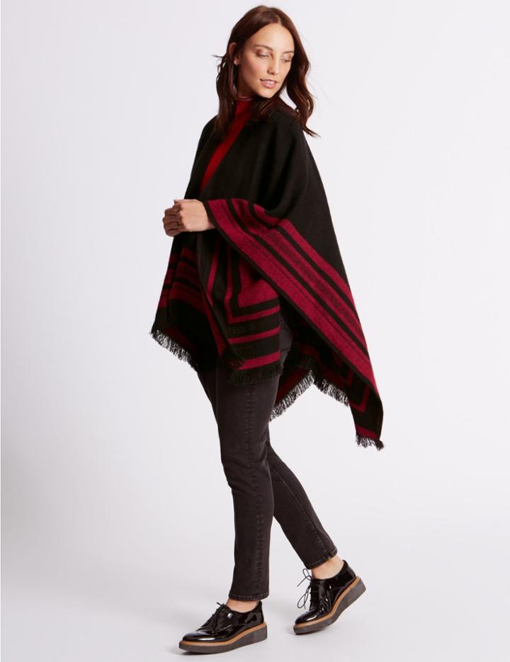 Marks & Spencer Reversible Border Stripe Wrap Red Mix