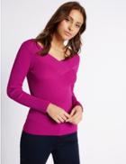Marks & Spencer Ribbed Bardot Jumper Pink