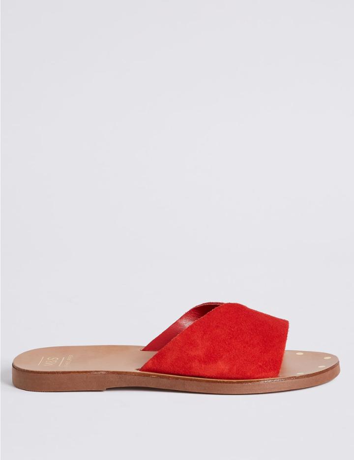 Marks & Spencer Suede Mule Sandals Red