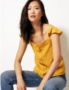 Marks & Spencer Pure Linen Short Sleeve Camisole Top Yellow