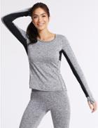 Marks & Spencer Jaspe Quick Dry Long Sleeve Top Grey Mix