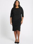 Marks & Spencer Curve Drape Half Sleeve Wrap Midi Dress Black