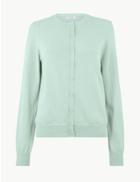 Marks & Spencer Pure Cotton Textured Round Neck Cardigan Mint