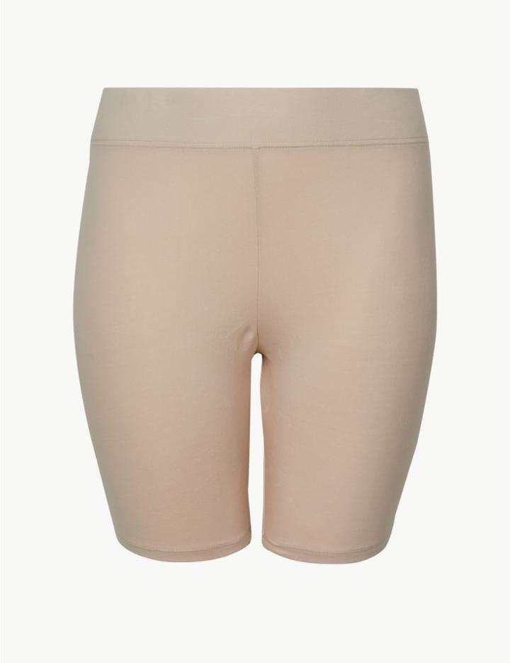 Marks & Spencer Curve Cotton Rich Shorts Almond