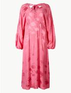 Marks & Spencer Jacquard Fit & Flare Midi Dress Pink
