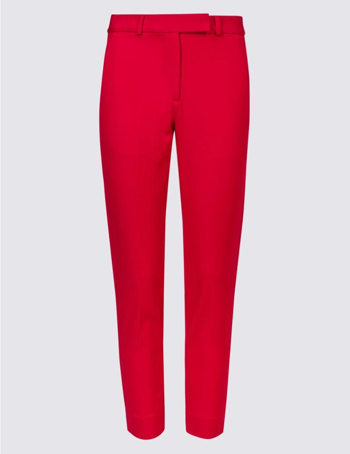 Marks & Spencer Petite Cotton Blend Trousers Geranium