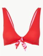 Marks & Spencer Bow Detail Plunge Bikini Top Red