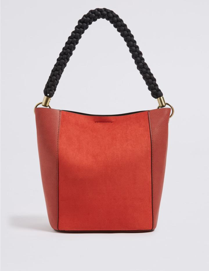 Marks & Spencer Faux Leather Rope Handle Shoulder Bag Rust