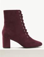Marks & Spencer Lace-up Ankle Boots Burgundy