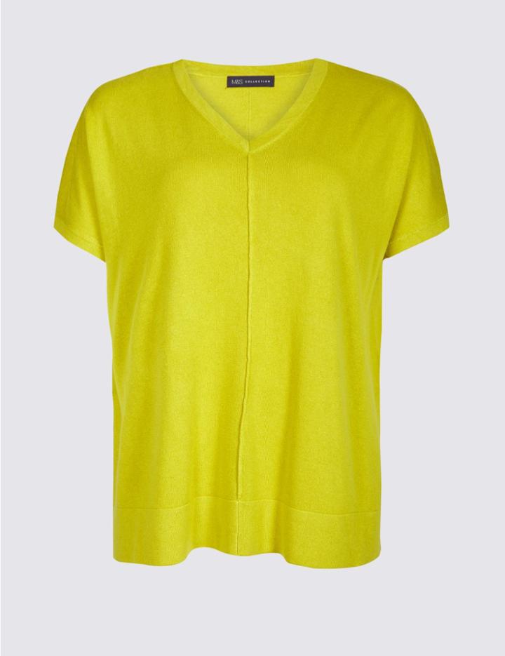 Marks & Spencer Curve V-neck Short Sleeve Jumper Lime