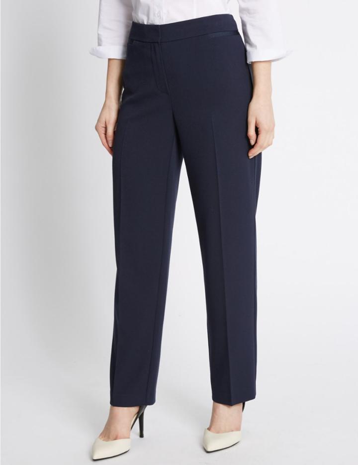 Marks & Spencer Petite Grosgrain Trim Trousers Navy