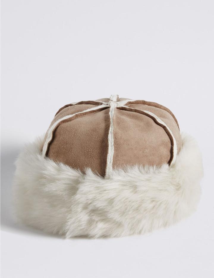 Marks & Spencer Faux Fur Shearling Winter Hat Natural