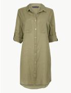 Marks & Spencer Pure Cotton Long Sleeve Beach Dress Khaki