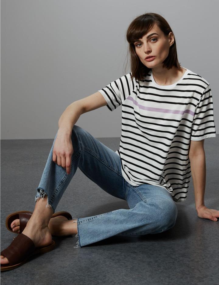 Marks & Spencer Striped T-shirt Ivory Mix