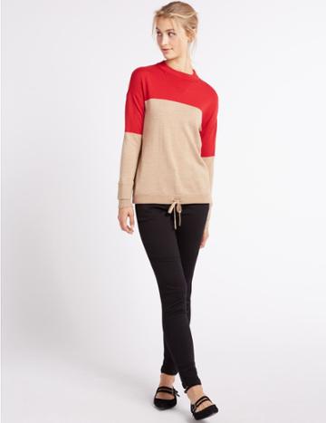 Marks & Spencer Cotton Rich Skinny Leg Trousers Black