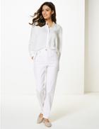 Marks & Spencer Straight Leg Cigarette Trousers Soft White