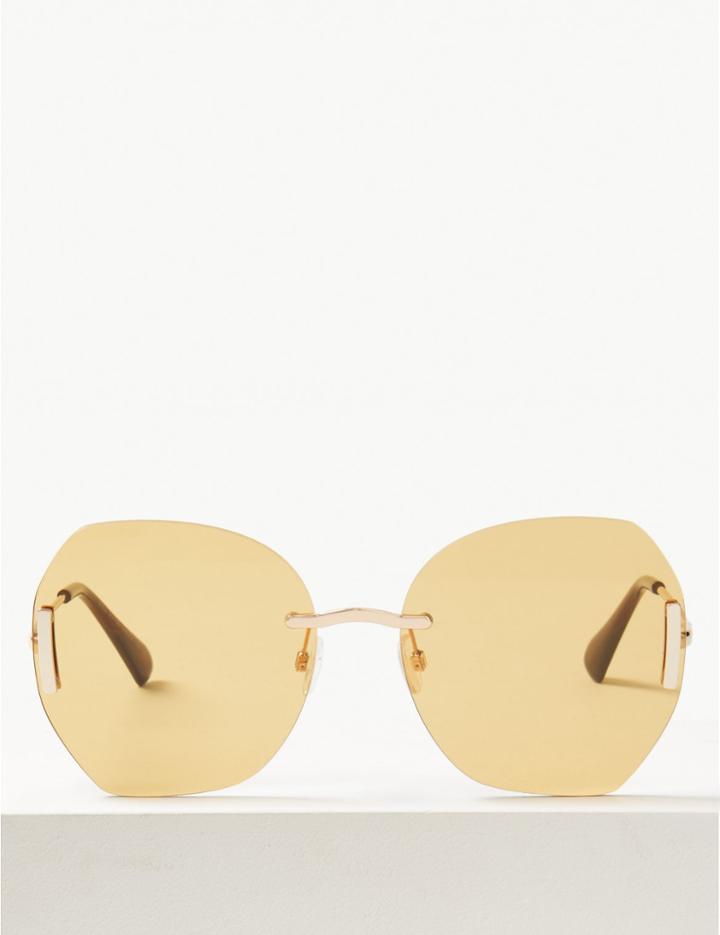 Marks & Spencer Oversized Rimless Sunglasses Yellow Mix