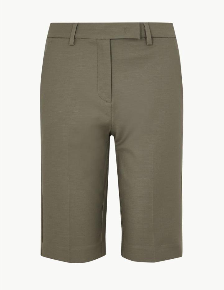 Marks & Spencer Cotton Rich Tailored Shorts Sage
