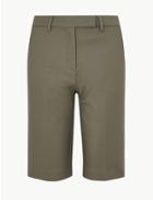 Marks & Spencer Cotton Rich Tailored Shorts Sage
