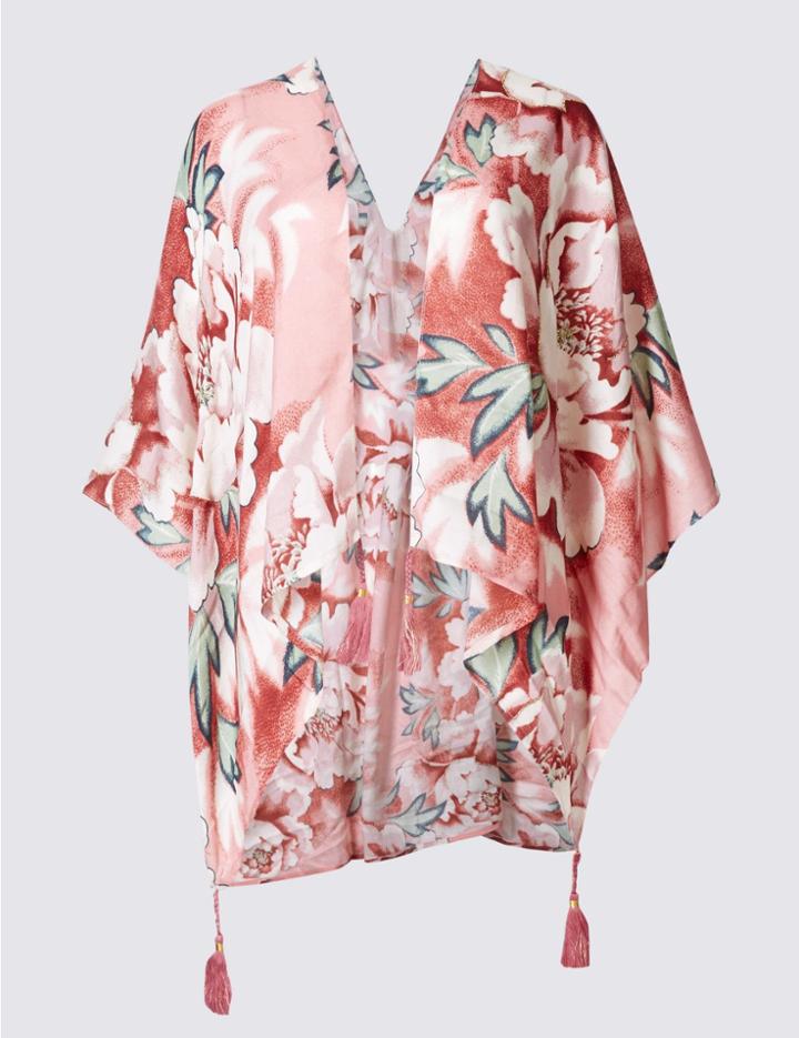 Marks & Spencer Pure Modal Kimono Wrap Pink Mix
