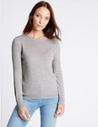 Marks & Spencer Lambswool Rich Round Neck Jumper Silver Grey